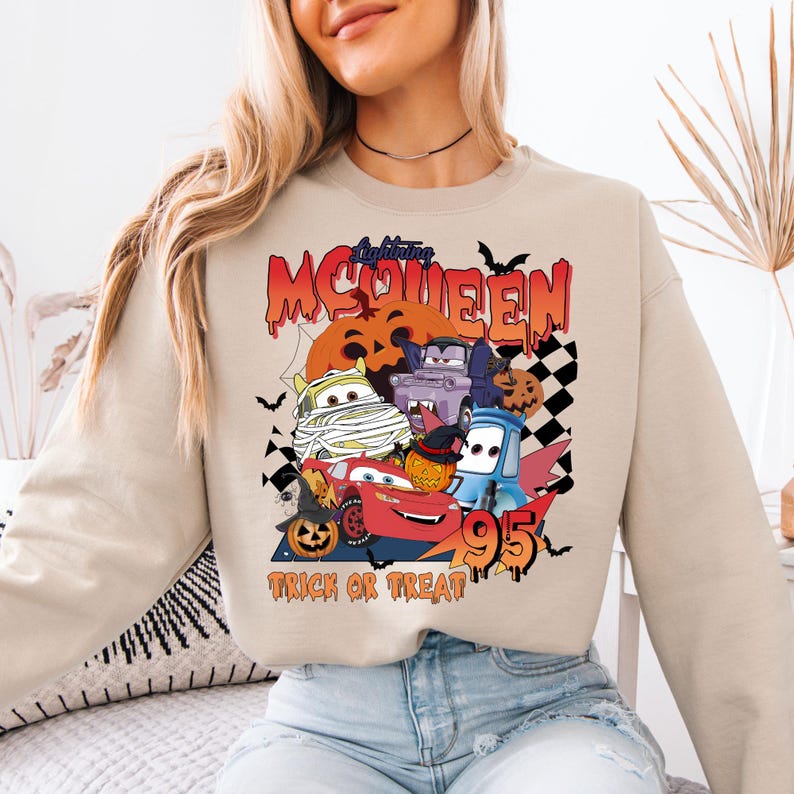 Lightning McQueen Halloween Hoodie, Disney Cars Trick or Treat Pullover image 1