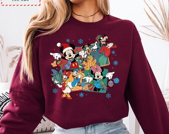 Disney Christmas Crewneck, Mickey and Friends Holiday Sweatshirt