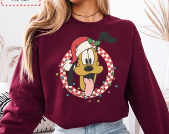 Pluto Christmas Sweatshirt, Disney Holiday Crewneck, Cozy Winter Outfit