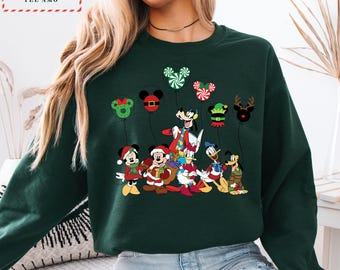 Disney Christmas Sweatshirt, Mickey and Friends Holiday Balloons Crewneck