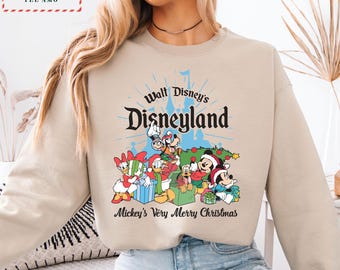 Retro Disneyland Christmas Hoodie, Mickey and Friends Holiday Sweatshirt