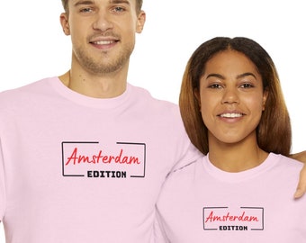 Amsterdam Edition T-Shirt, Baumwoll-T-Shirt, Niederlande Urlaub Shirt, Flitterwochen, Familienurlaub Tshirt, Holland, Mädchen Reise