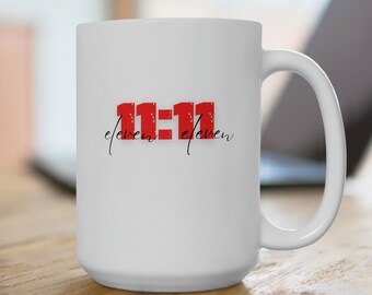 Customizable Eleven Eleven Mug, Angel Numbers Ceramic Coffee Tea Mug 15oz, 1111