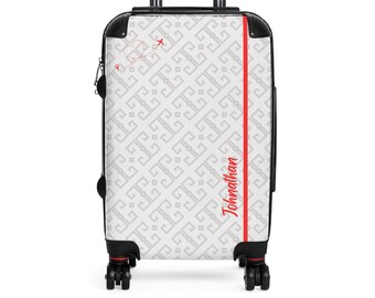 Customizable Luggage, Hard-shell Suitcase With Greek Key Inspired Design, Perfect New Job Personal Gift, 360 Swivel Wheels & Built In Locks!
