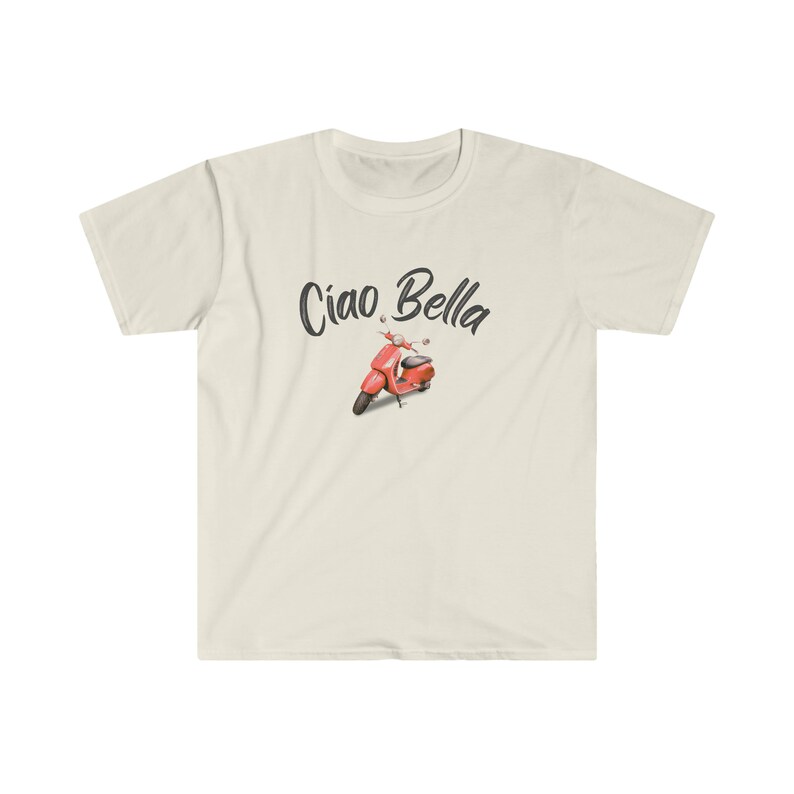 Ciao Bella Shirt, Fun Italian Saying Tee, Soft Unisex Italy Vacation T-Shirt, Gift for Her, Retro Look, Girls Trip Gift Natural