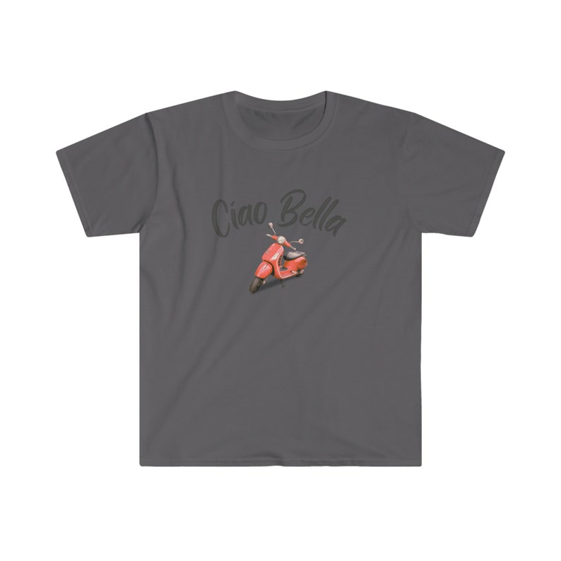 Ciao Bella Shirt, Fun Italian Saying Tee, Soft Unisex Italy Vacation T-Shirt, Gift for Her, Retro Look, Girls Trip Gift Charcoal