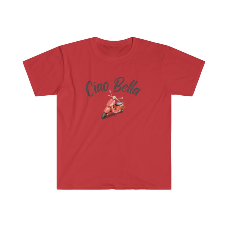 Ciao Bella Shirt, Fun Italian Saying Tee, Soft Unisex Italy Vacation T-Shirt, Gift for Her, Retro Look, Girls Trip Gift Red