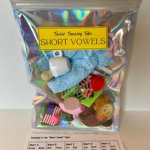 Short Vowel Mini Objects! - 6 objects per vowel, list of objects, most objects bigger than 1 inch (see ruler pics) -Speech Therapy!