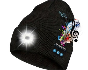 Music Beanie + LED Light + Wireless Calls and Bluetooth Music Beanie Hat Beanie For Men Beanies For Women High Tech Beanie Hats For Women