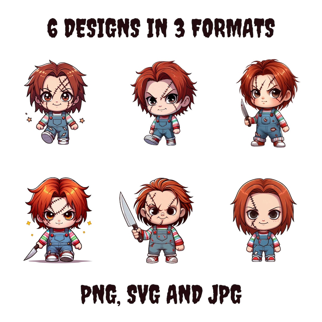 Chucky SVG Bundle - Cute Chibi Horror Character PNG, Slasher