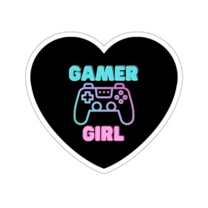Gamer Girl Sticker (black heart with blue and pink console)
