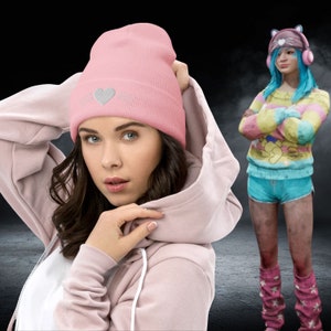 Pink Whiskers Beanie - Compatible with Feng Min Cosplay from Dead by Daylight (Feng Min Beanie)