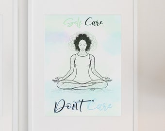 Lámina artística de meditación de autocuidado: Decoración para consultorio terapéutico (descarga digital)