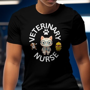 Schattig veterinair verpleegkundige T-shirt, grappig dier dierenarts ontwerp Tee, dierenarts schattig huisdier arts, kat hond eend grafisch, dierenvriend cadeau