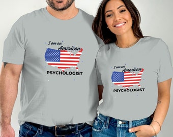 American Psychologist T-Shirt, USA Flag Pride Tee, Mental Health Support Shirt, Patriotic Therapist Top, Unisex Apparel Gift