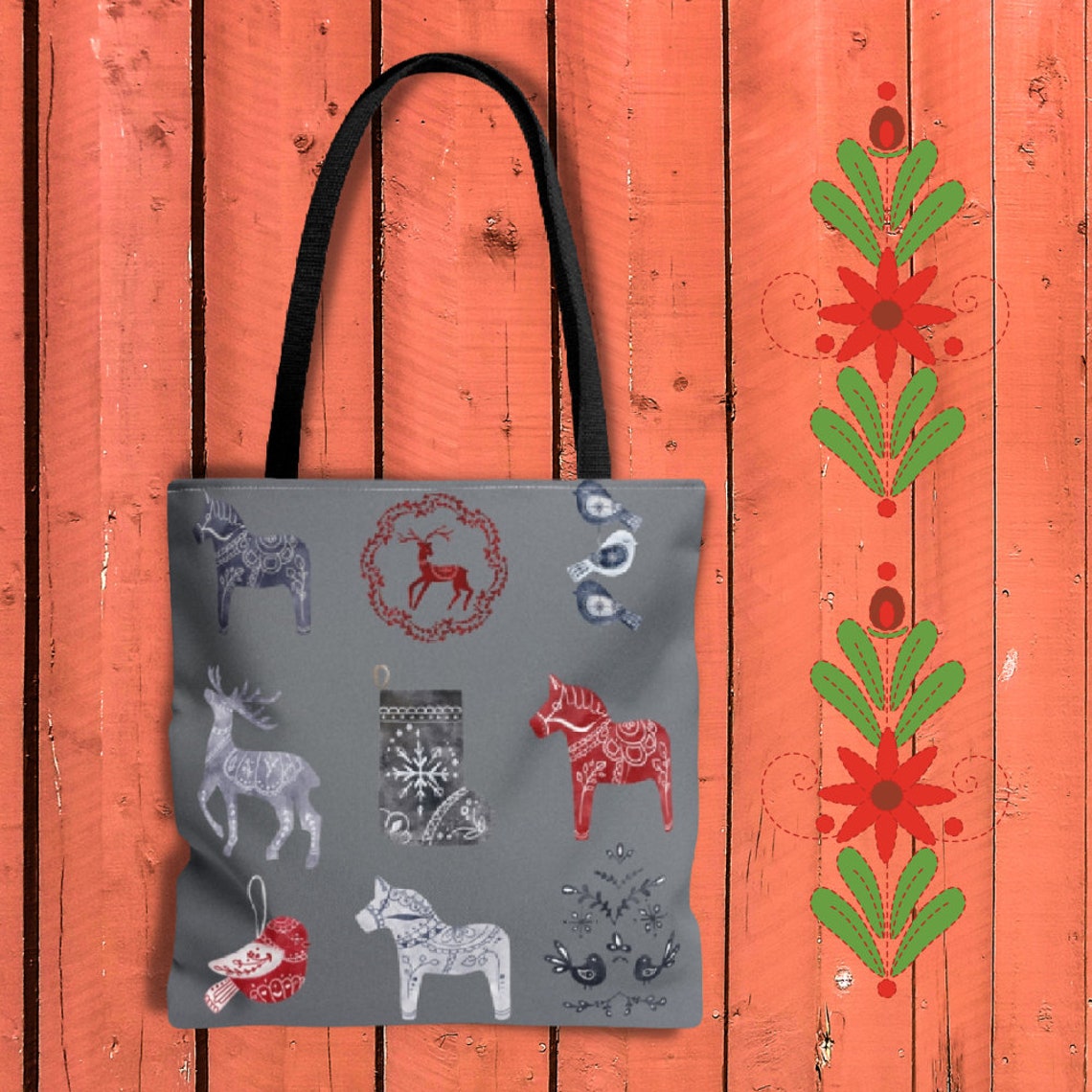 Dala Horse Canvas Tote Bag Shopping Bag Book Bag Grocery Bag Etsy
