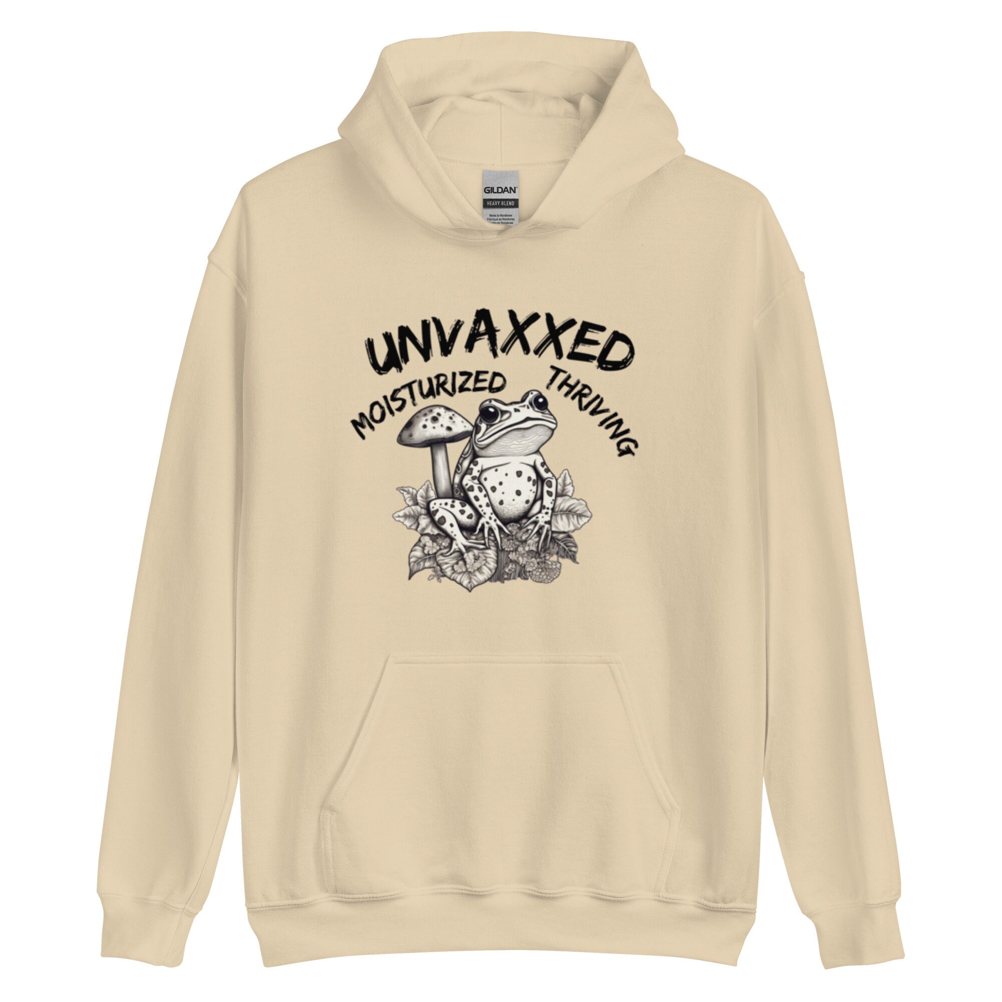 Unvaxxed, Moisturized, Thriving Frog and Mushrooms Unisex Hoodie, Gift