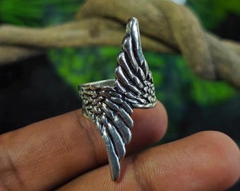 Anillo con alas de ángel, joyería religiosa ajustable