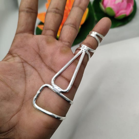 Silver Finger Splint Ring, Swan Neck Finger Brace, Adjustable Hyperextension Splint, MCP Joint Support, Arthritis Aid.
