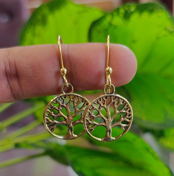 Detailed Tree of Life Earrings in 9ct Yellow Gold - Robert Anthony