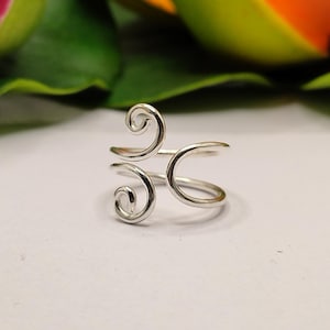Adjustable Sterling Silver Plated Splint Ring, Boho Thumb Ring
