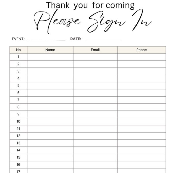 Open House Sign-In Sheet | Real Estate Marketing | Instant Download | PDF | Sign In Sheet | Real Estate Agent | Elegant Style Edition