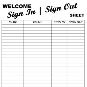 Sign In and Out Sheet Printable Form, Digital File, Instant Download, Editable, Black-White Edition