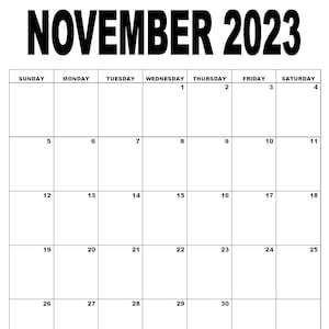 12 Month Calendar November 2023-October 2024 | Printable| Instant Downloadable | Fiscal school year| Portrait edition