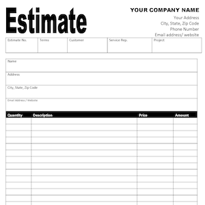 ESTIMATE-INVOICE Proposal Style Template | Printable Form | 2nd