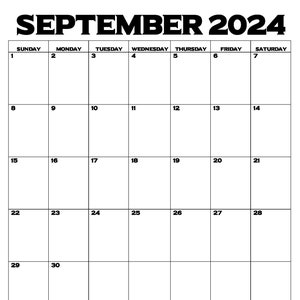 12 Month Calendar September 2024-August 2025| Printable| Instant Downloadable | Fiscal school year