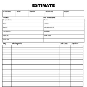 ESTIMATE-INVOICE Proposal Style Template | Printable Form |1st