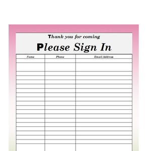 Editable Sign In Sheet, Sorority Sign In Sheet ,Sorority, Guest Sign in, Sign In Sheet, Salon Sign in Sheet , 2nd Sorority Edition