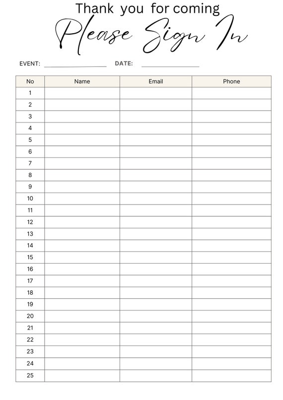 Open House Sign-In Sheet: Elegant Real Estate Marketing (PDF)