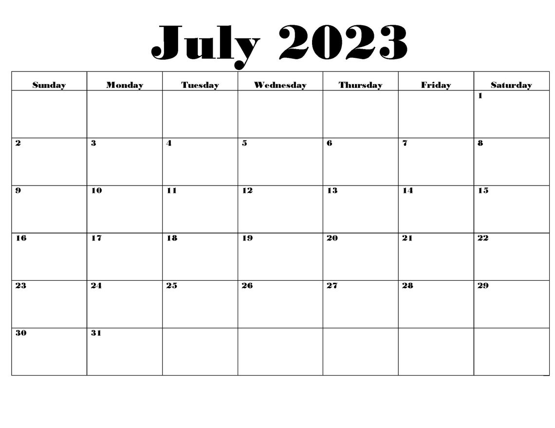 13 Month Calendar July 2023 july 2024 Printable Instant Etsy