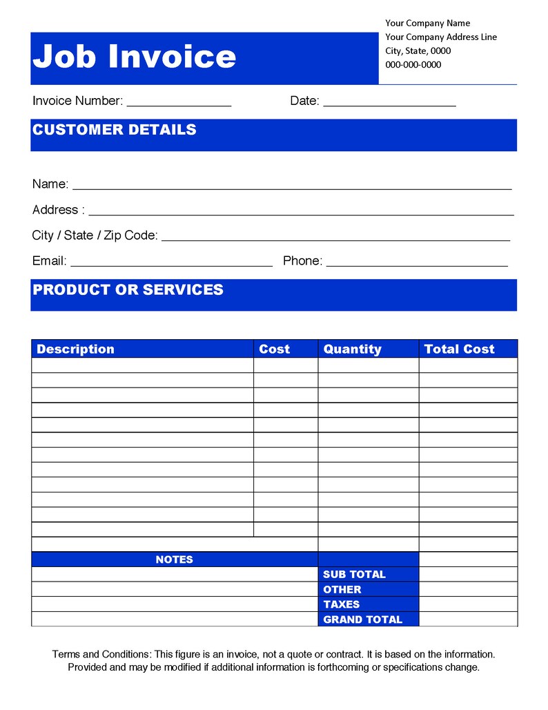 Job Estimate & Invoice Template (pdf/word/google Docs) - Etsy