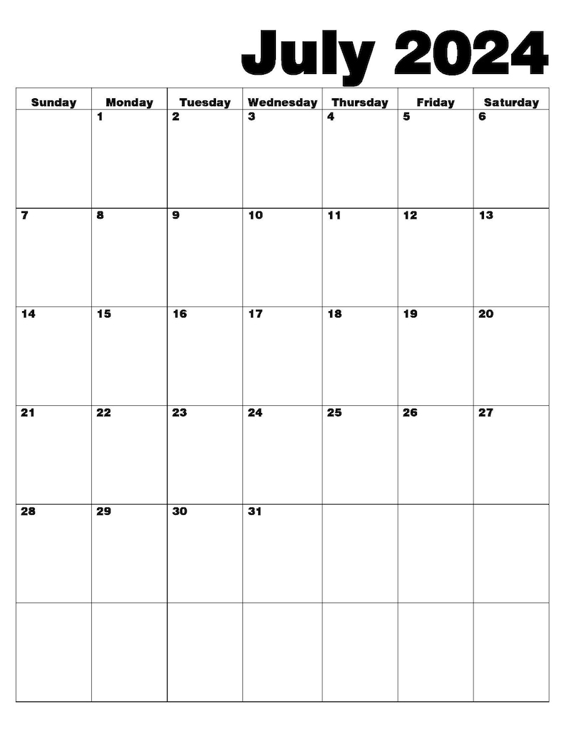12 Month Calendar July 2024june 2025 Printable Instant Downloadable