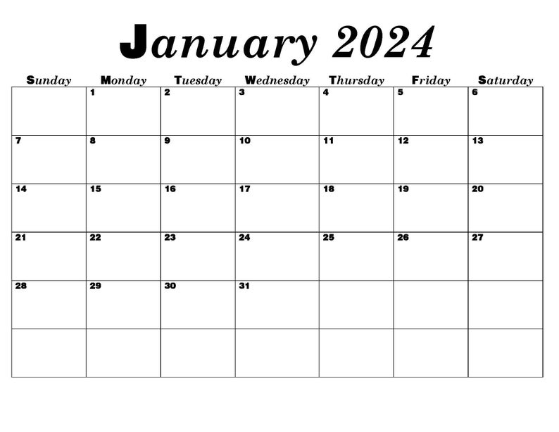 12 Month Calendar July 2023june 2024 Printable Instant Downloadable