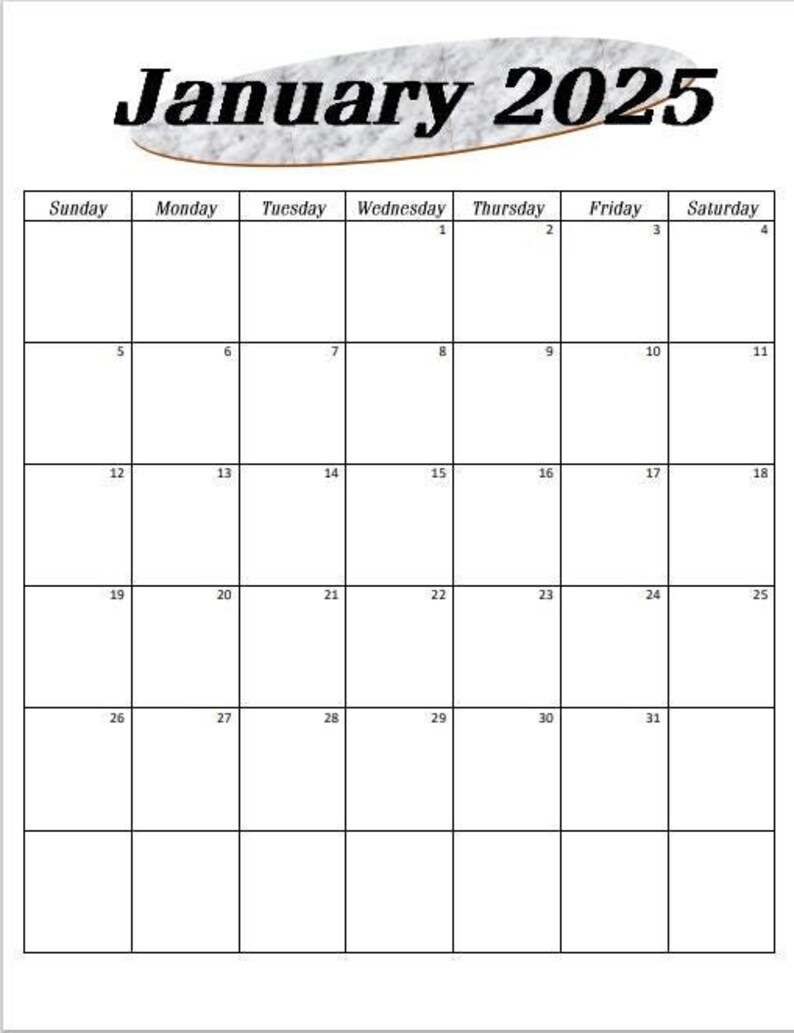 Full Year Calendar January-december 2025 | Printable| Instant