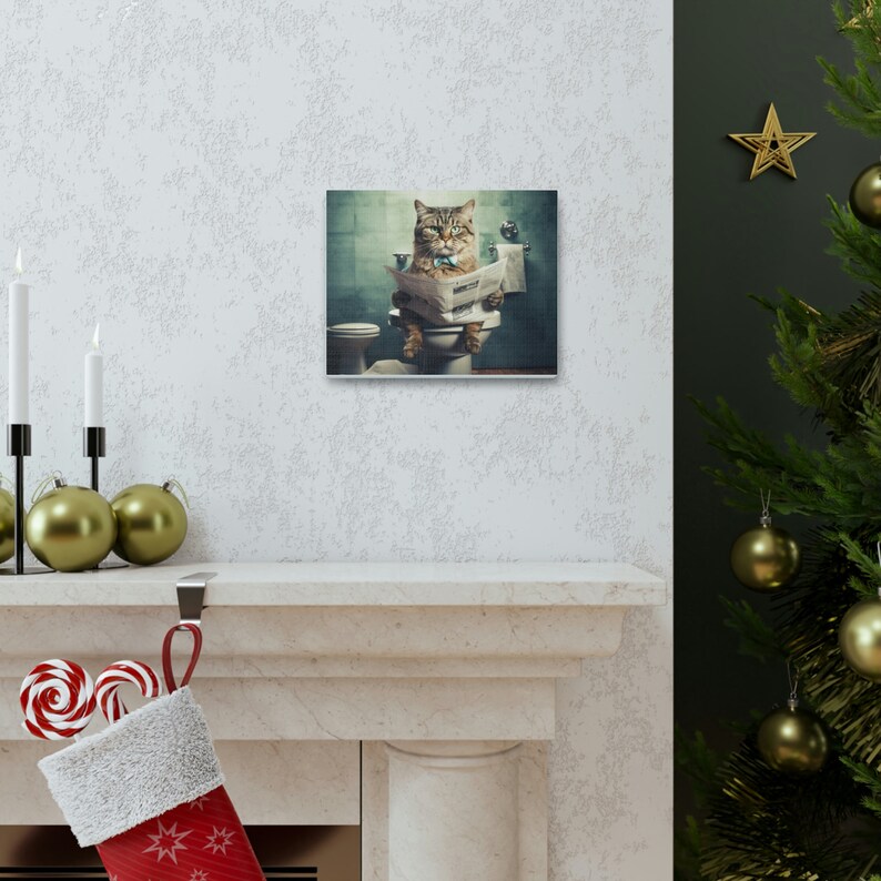 Bathroom Wall Art Cat Bathroom Wall Decor Cat Canvas Art Etsy