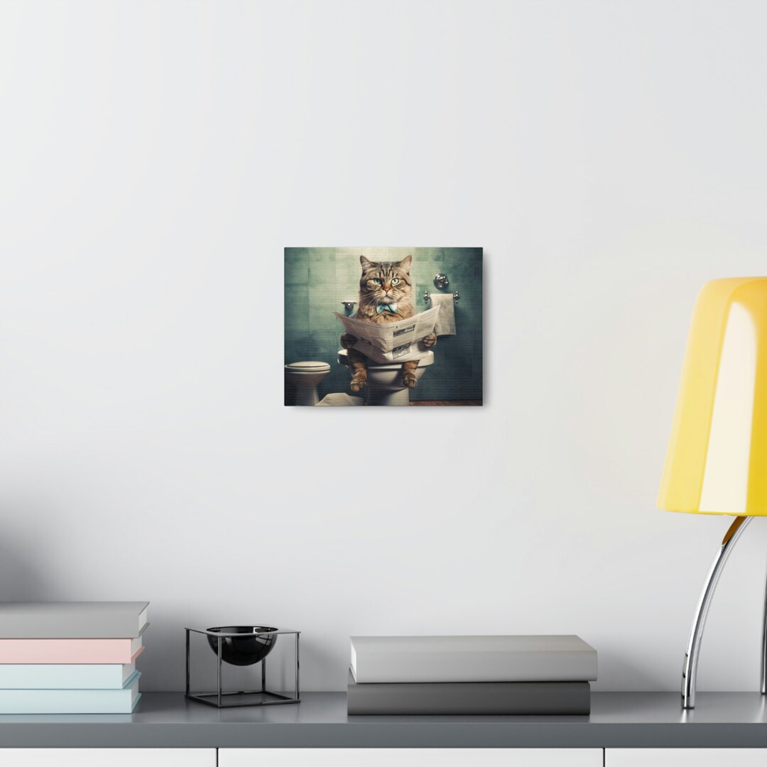 Bathroom Wall Art Cat Bathroom Wall Decor Cat Canvas Art Etsy