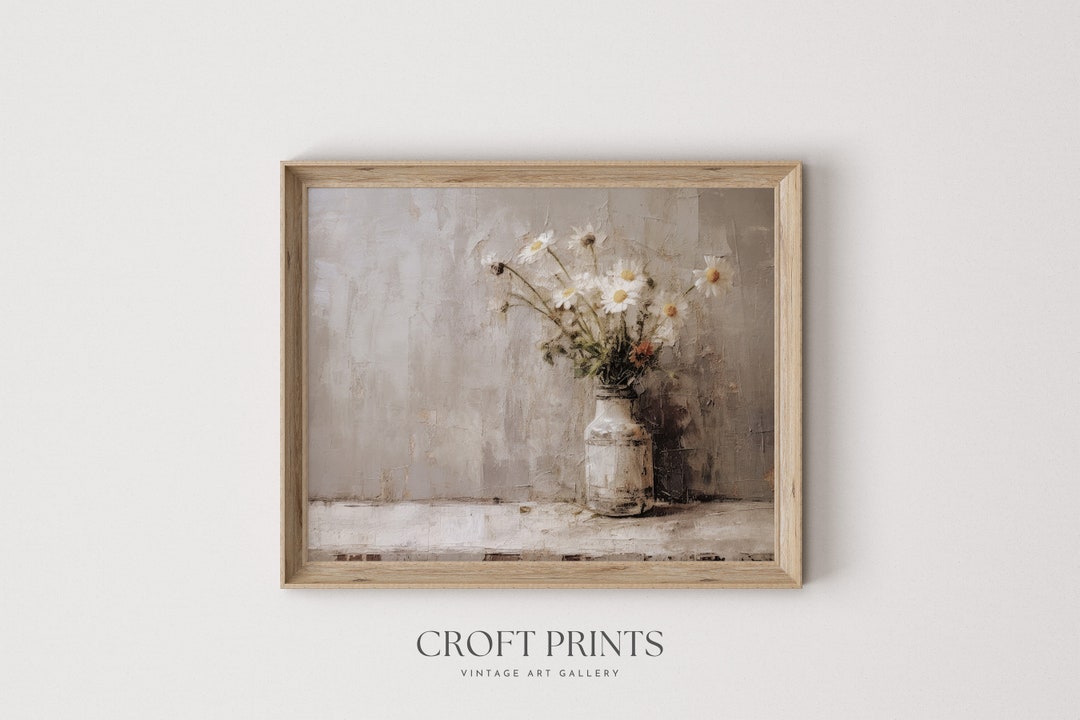 White Flowers Still Life Painting Country Wall Decor Printable Wall Art ...