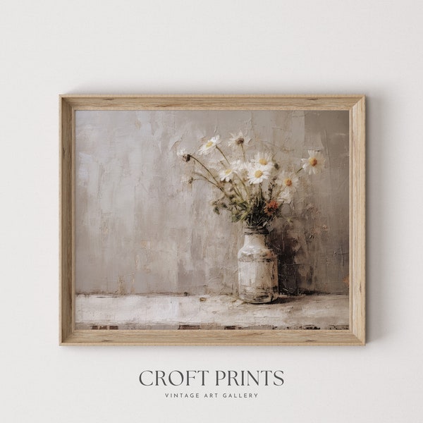 White Flowers Still Life Painting | Country Wall Decor | Printable Wall Art | Vintage Style Oil Painting | PRINTABLE download | 180