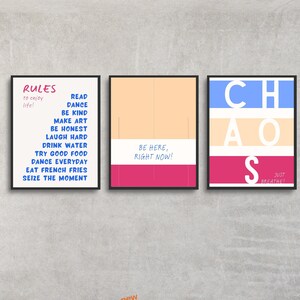 Minimalist Retro Inspiration Quote Prints • Set of 3 • Retro Wall Art • Dorm Room Decor • Trendy Quote • Kitchen Decor • Digital Printable