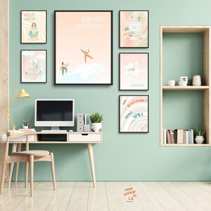 Set van 6 Bar Cart Cocktail Bestseller Art Prints • Gallery Wall • Retro Bar Cart Wall Art • Boho Kleurrijke Wall • Digitale Download Afdrukbaar