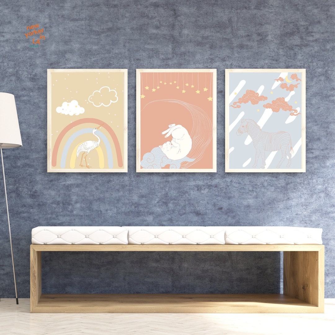 Set of 3 Digital Nursery Wall Decor • Animal Prints • Nursery Prints ...