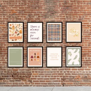 Thanksgiving Gallery Wall Art Set of 8 | Fall Decor | Mid-Century Thanksgiving Wall Art | Autumn Wall Art | Friendsgiving | Digital Download
