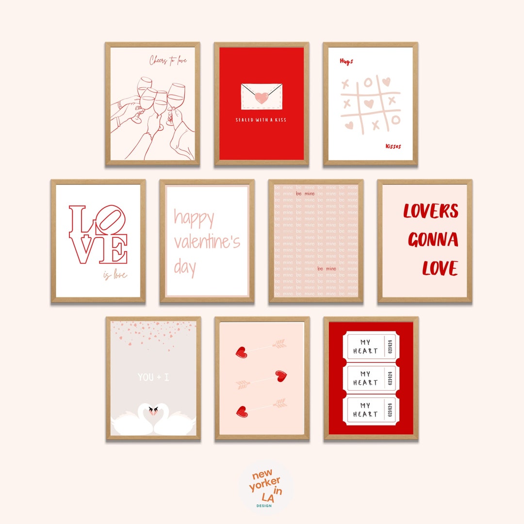 Valentine's Day Decor Set of 20 Wall Arts Pink Minimalist Wall Arts