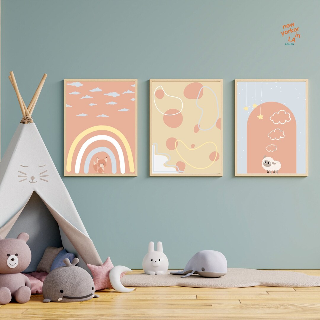 Set of 3 Digital Nursery Wall Decor • Animal Prints • Nursery Prints ...