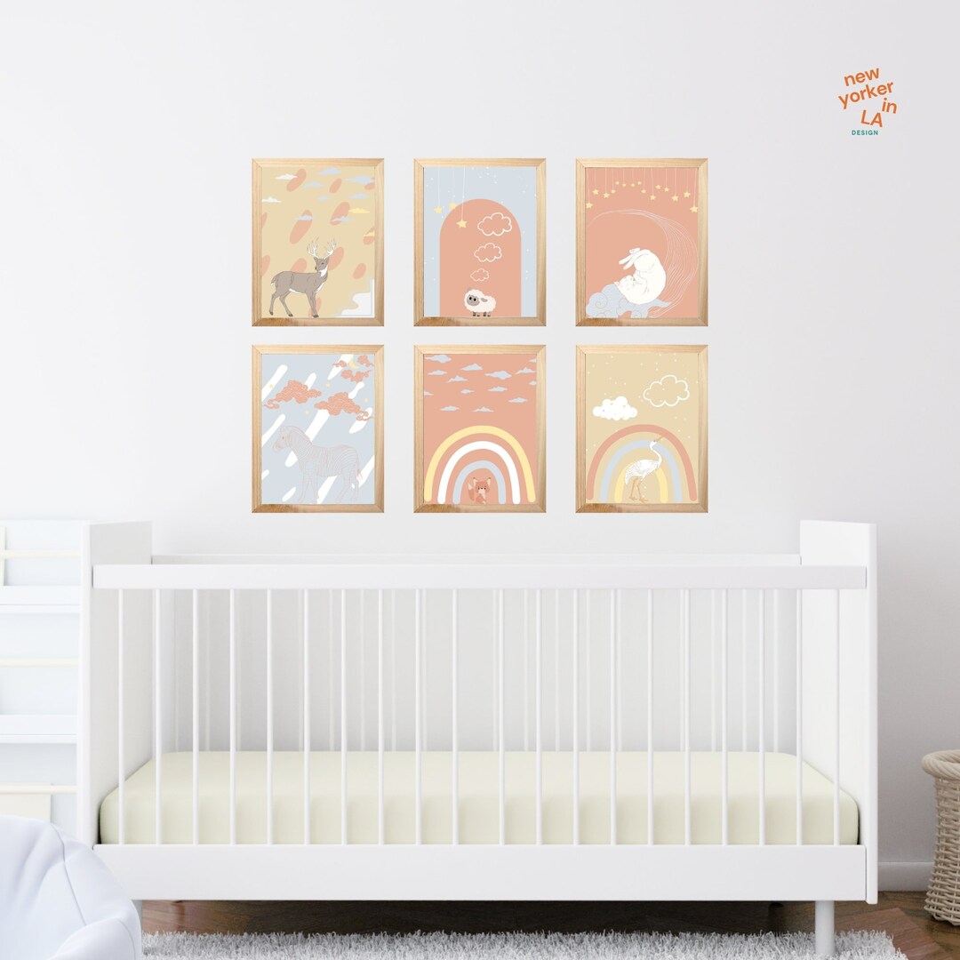 Set of 6 Digital Nursery Wall Decor • Animal Prints • Nursery ...