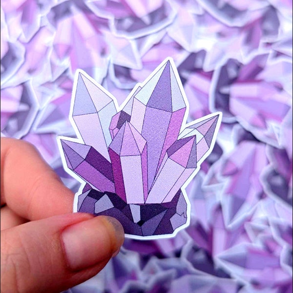 Amethyst Sticker, February Birthstone, Crystal Sticker, Gem Sticker, Amethyst Cluster, Purple Crystal, Gemstone Sticker
